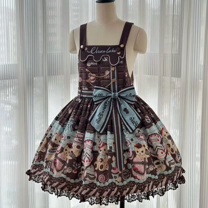 Sweet Dream Sheep - Chocolate Bear - Sweet Lolita Salopette High Waist Dress