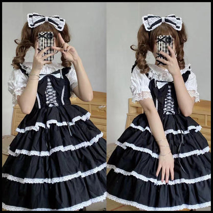 Ilovexiaolu - Princess Tata Kawaii Solid Color Lolita JSK