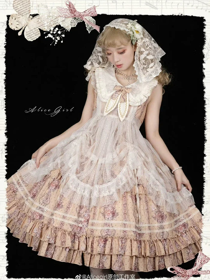 Alice Girl - Elegant Lolita Embroidered Apron with Adjustable Strap