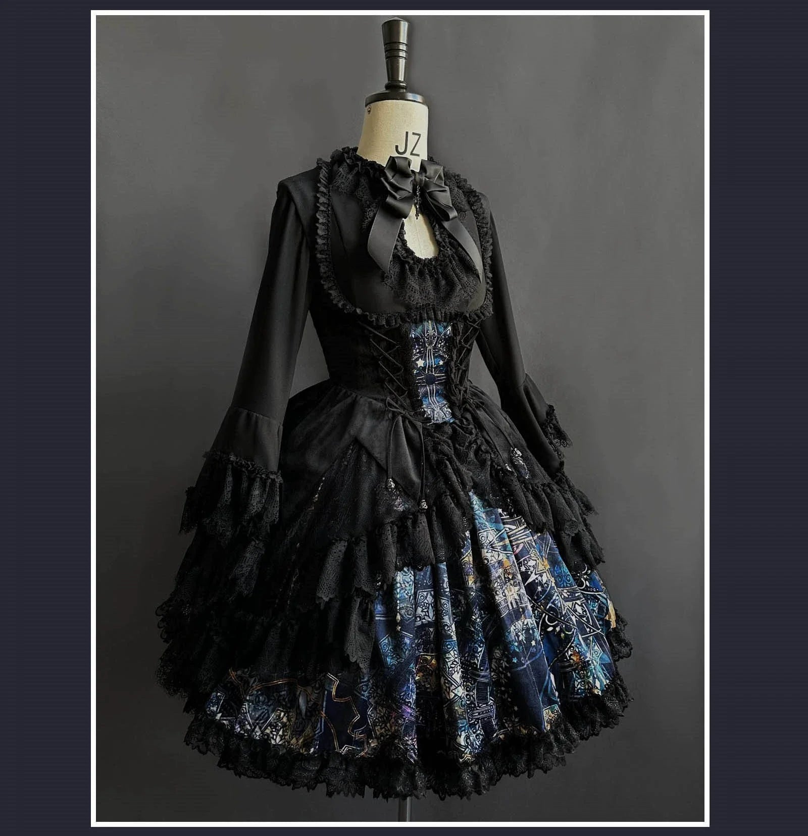 SUSIN - Night Traveler - Classic and Elegant Gothic Dress with Colorful Window Prints