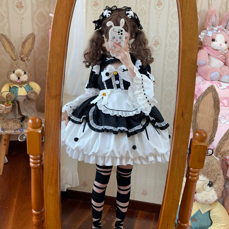 Hanguliang - Cute Maid Lolita Apron OP Dress