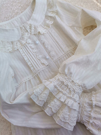 Yilia - Long Sleeve Lovely Lolita Cotton Blouse