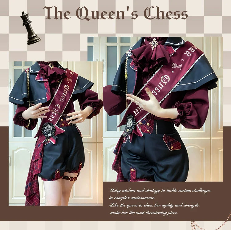 Forest Fluorescent Carps - Queen's Chess - Ouji Lolita Cape Shirt & Shorts Set