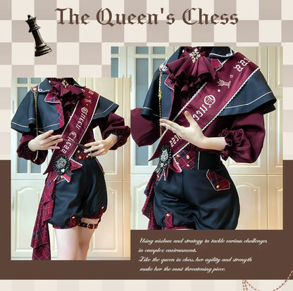 Forest Fluorescent Carps - Queen's Chess - Ouji Lolita Cape Shirt & Shorts Set