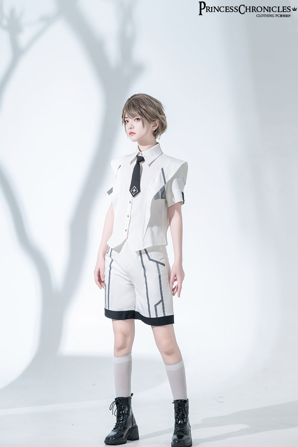 Princess Chronicles - Dry sea and Ashlar - Handsome Futuristic Style White Short Set