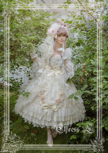 Elpress L・杆edding Lolita Floral Headdress BNT Veil