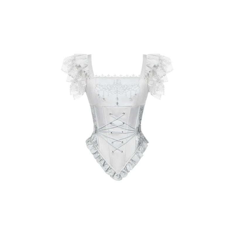 With PUJI - Letter and Poetry ﾂｷ Humanoid Robot - Silver Gothic Lolita Mermaid Skirt Set