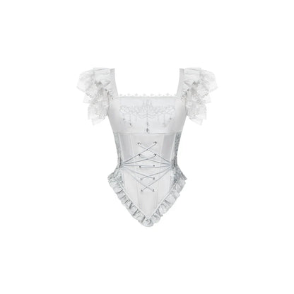 With PUJI - Letter and Poetry ﾂｷ Humanoid Robot - Silver Gothic Lolita Mermaid Skirt Set