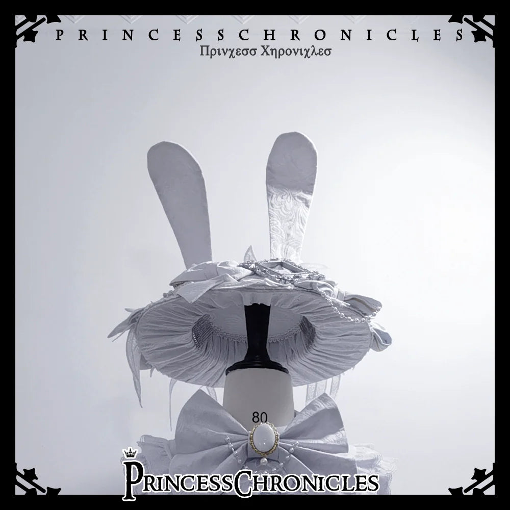 Princess Chronicles - Rabbit Theater White Moonlight - Ouji Lolita Shorts Set, Rabbit Hat