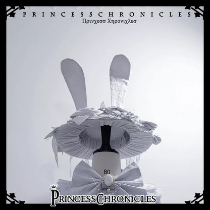 Princess Chronicles - Rabbit Theater White Moonlight - Ouji Lolita Shorts Set, Rabbit Hat