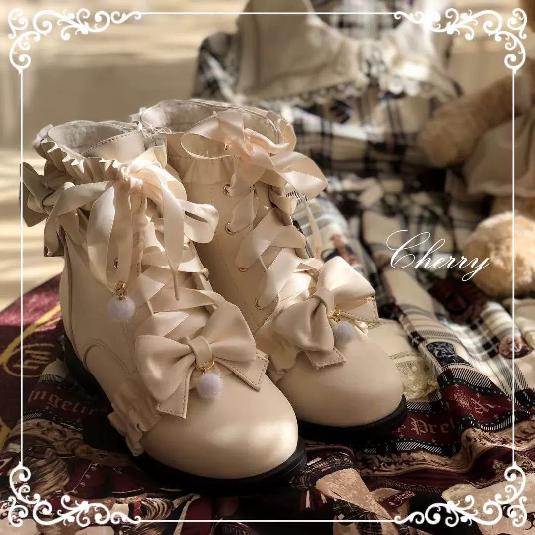 Fairy Godmother - Enthusiastic Ideation - Elegant Lolita Shoes Fleeced Short Martin Boots