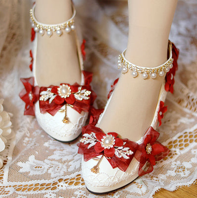 One Night - Wedding Lolita Floral Pointed Toe Heels