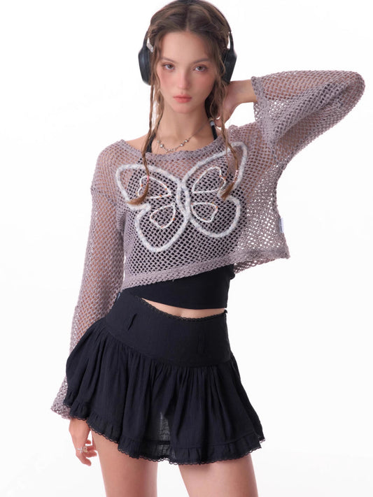 Butterfly short long sleeve knit【s0000007834】