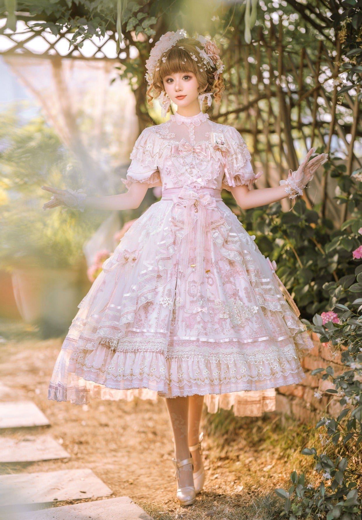 Garden Cat - Sunset Realm Lolita Bride Gorgeous OP FS