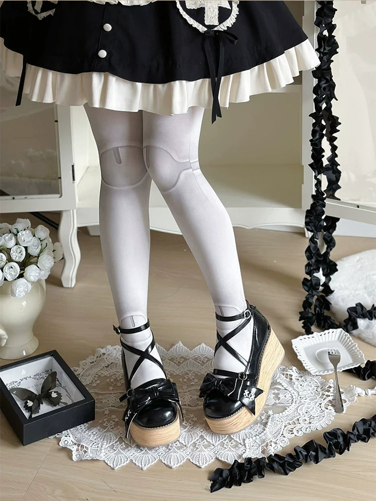 SeeYou - Sweet Cake - Sweet Lolita Platform Shoes Wood Grain