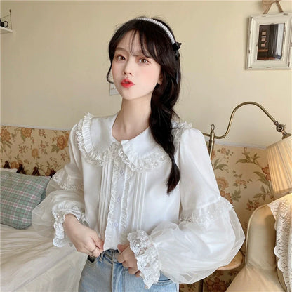 Sugar Girl - Sweet Lolita Shirt White Doll Collar Shirt
