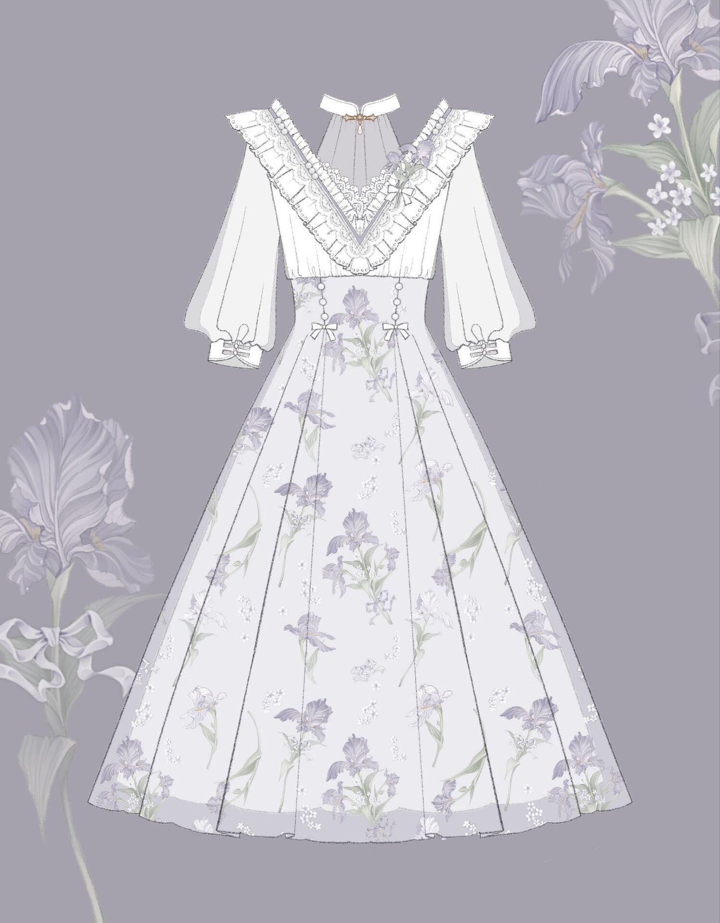 Cornfield Lolita - Iris Dream - Elegant Lolita Dress Short Sleeve OP