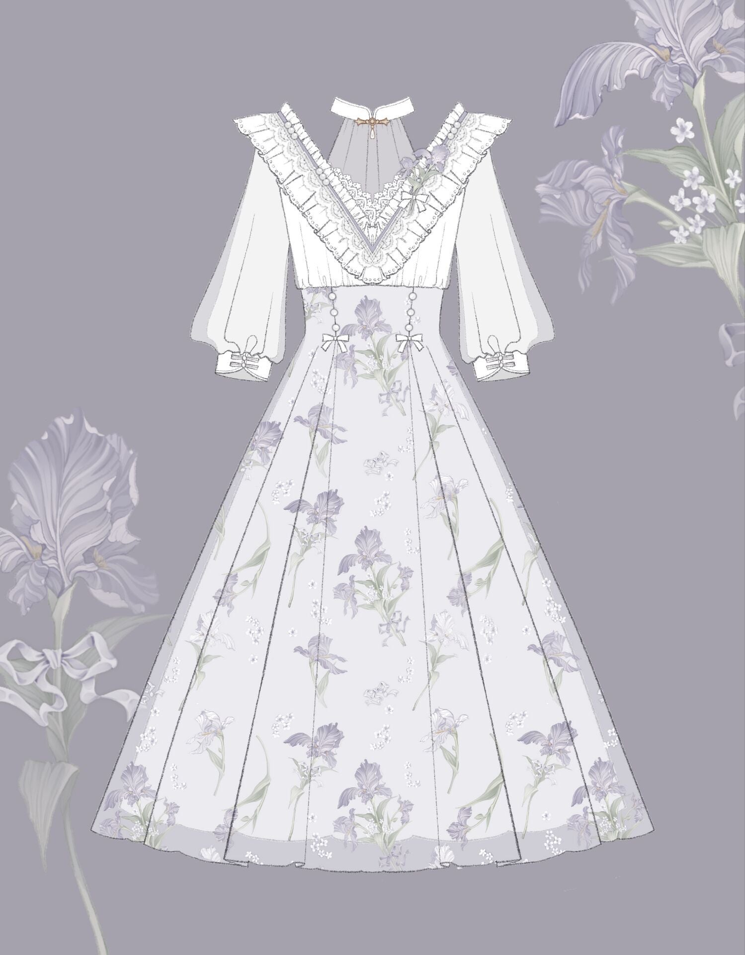 Cornfield Lolita - Iris Dream - Elegant Lolita Dress Short Sleeve OP