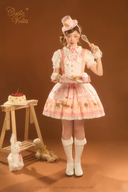 CutieVolta - Blissful Confectionery - Sweet Lolita OP Dress Bear Print JSK