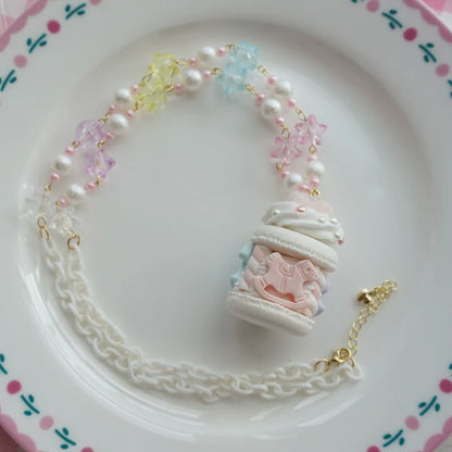 Cat Tea Party - Sweet Lolita Necklace Carousel Cream Macaron Bag Pendant