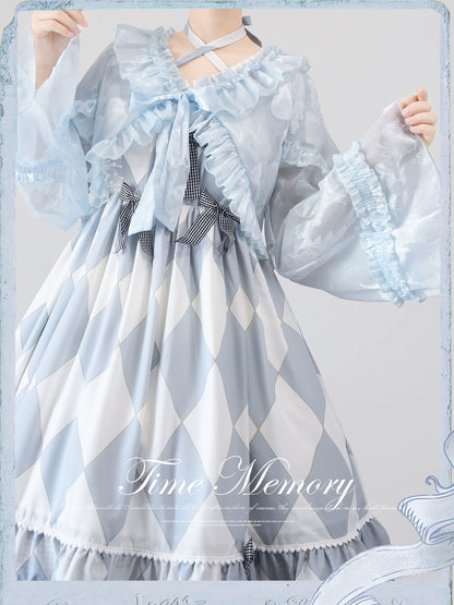 Time Memory - Xianbei - Sweet Lolita Chiffon Lantern Sleeve Cardigan with Bow