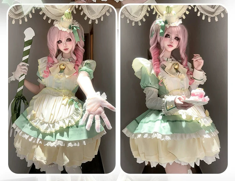 Sakurahime - Berry Bubble - Kawaii Lolita OP Tiered Ruffles Apron Lolita Dress