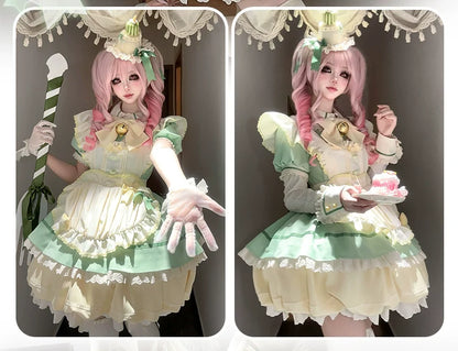 Sakurahime - Berry Bubble - Kawaii Lolita OP Tiered Ruffles Apron Lolita Dress