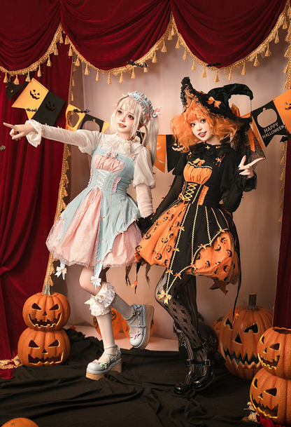 Lemon Honey - Halloween Gothic Lolita Jumper Dress, Pumpkin-inspired Dress
