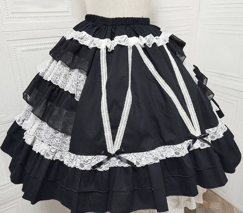 Sweet Angel - Japanese Sweet Lolita Skirt Retro Showa Knee Cake Dress