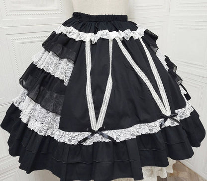 Sweet Angel - Japanese Sweet Lolita Skirt Retro Showa Knee Cake Dress