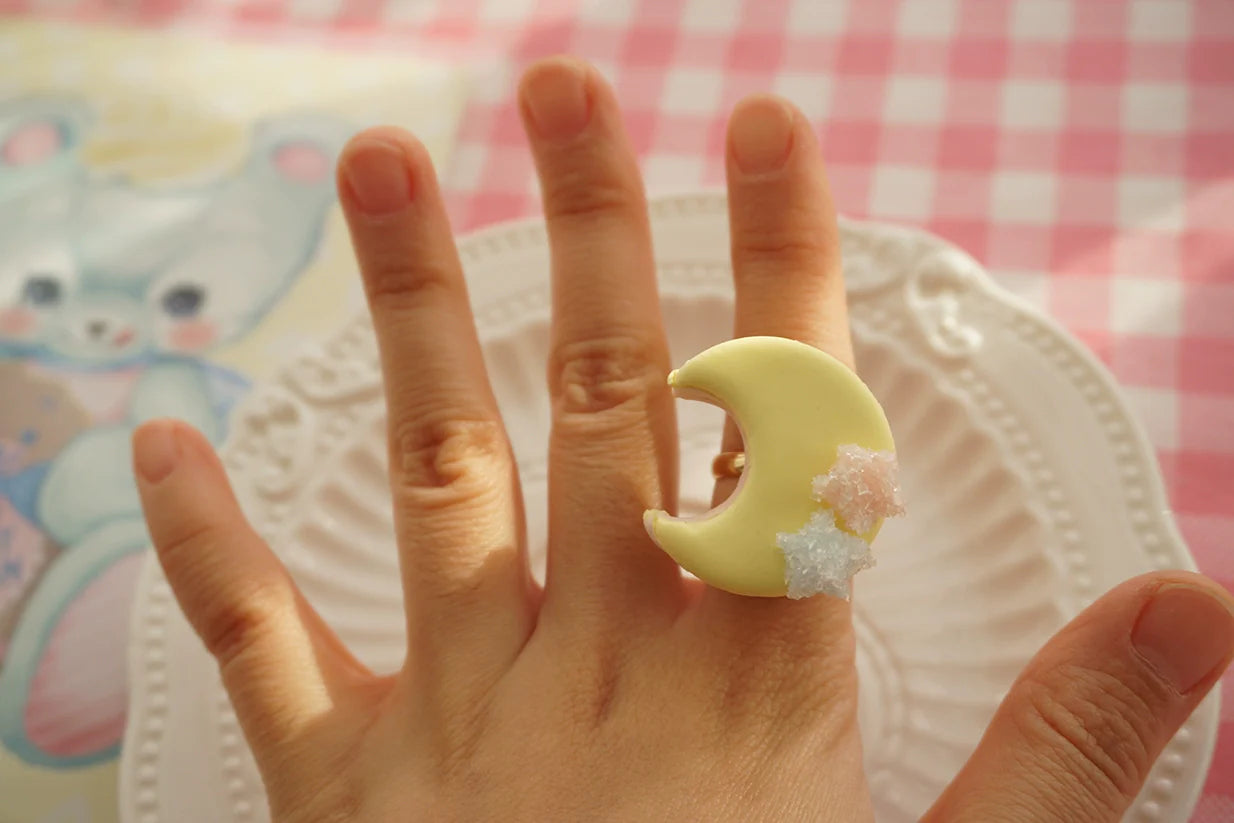 Cat Tea Party - Kwaii Lolita Accessories Moon Lollipop Clay Necklace Ring