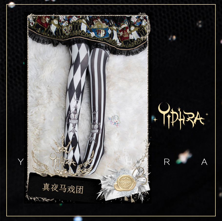 Yidhra - Midnight Circus - Argyle Digital Print Lolita Tights