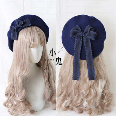 Xiaogui - Sweet Bow Multicolors Lolita Wool Beret