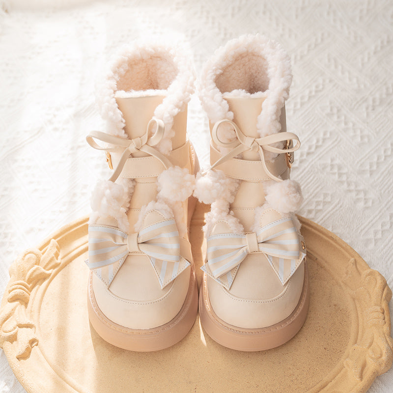 Beauty Bunny - Milk Bear - Winter Lolita Shoes Thick Sole Fleece Snow Boots