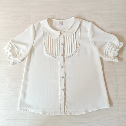 Youlan Lane - Elegant Lolita Chiffon White Short Blouse