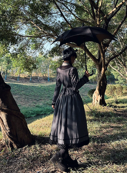 Miss Point - Classical Chocolate - Classic Lolita Skirt Elegant Striped SK