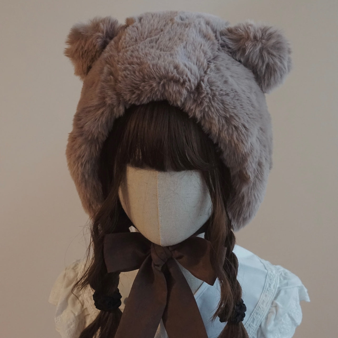 Besozealous - Winter Lolita Hat Bear Ears Hooded Hat