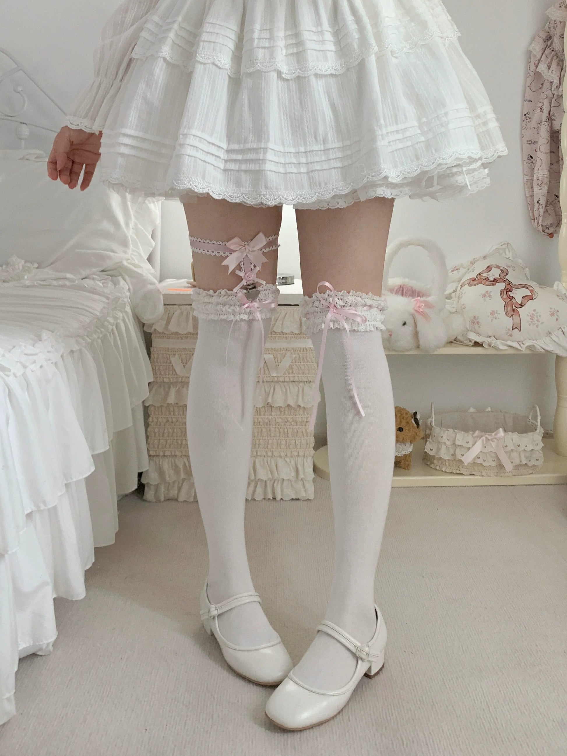 Roji Roji - Gentle Town - Sweet Lolita Cotton Calf Socks, Ankle Socks