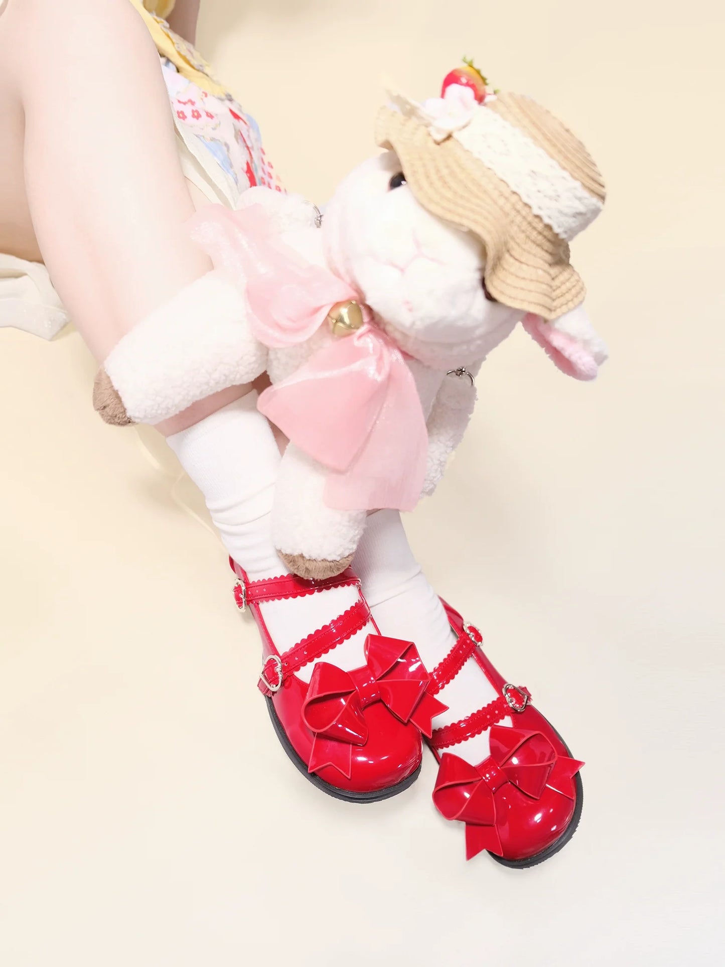 Dolly Doll - Apple Candy - Mary Jane Lolita Shoes Bow PU Low-Mid Heel Shoes