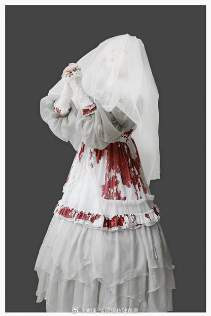 Balladeer - Classic Lolita Shirt Puff Sleeves Open Shoulder Blouse