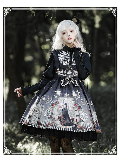 YingLuoFu - Black Fairytale - Gothic Twins Lolita JSK