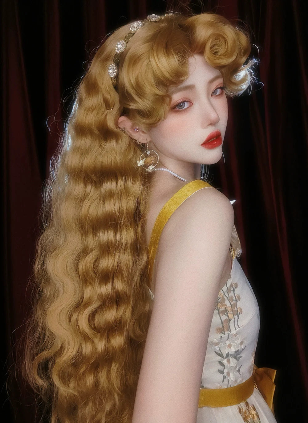 Mabuxi - Princess Diary - Golden Brown Lolita Wig Sheep Curls Long Romantic Wig