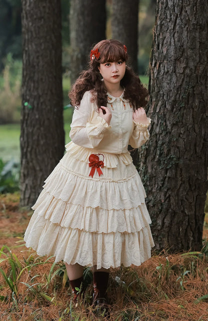 Miss Point - Chubby Fox in the Forest - Sweet Lolita Shirt Embroidered Collar Customized Blouse