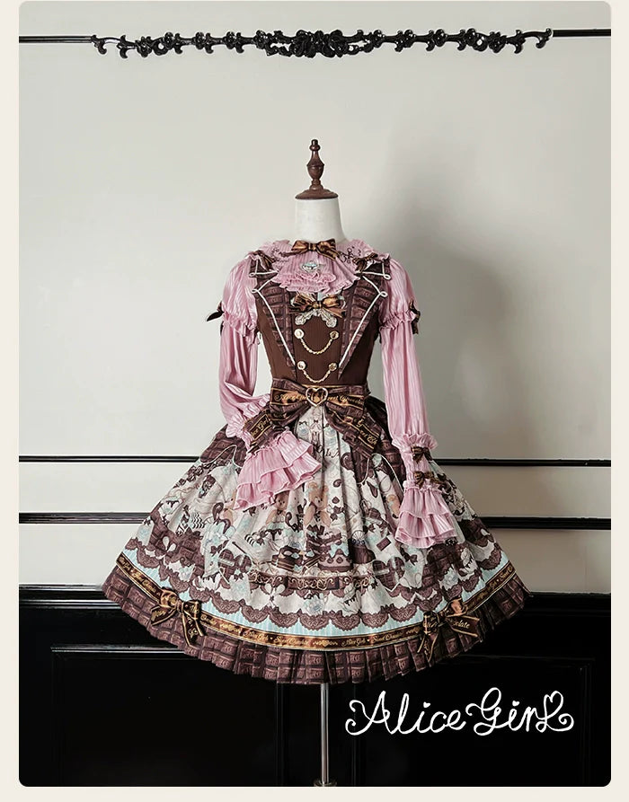 Alice Girl - Bear Chocolate Bar - Kawaii Lolita JSK & Salopette Dress