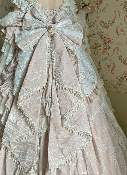 Guaji - Isabella - Wedding Lolita OP Bridal Dress with Tiered Petticoat and Trailing