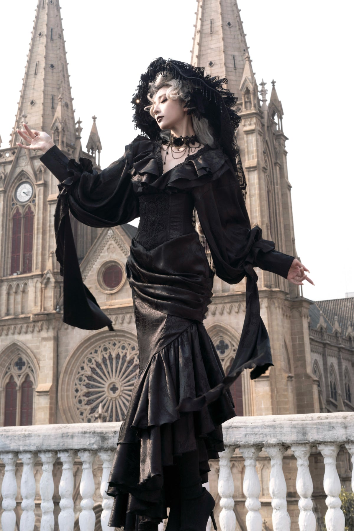 Muppet Mind Ben - Oracle - Gothic Lolita Mermaid Long Drape Skirt with Fishbone Corset