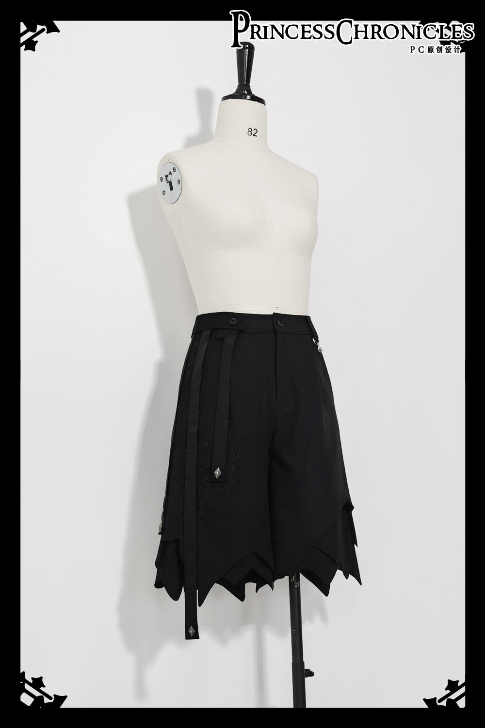 Princess Chronicles - Ouji Lolita Irregular Hem Black Shorts