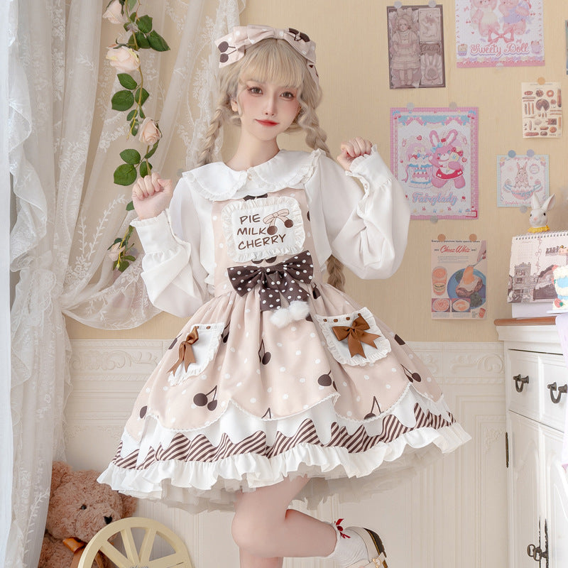 Eieyomi - Pie milk cherry - Sweet Lolita Salopette and Blouse