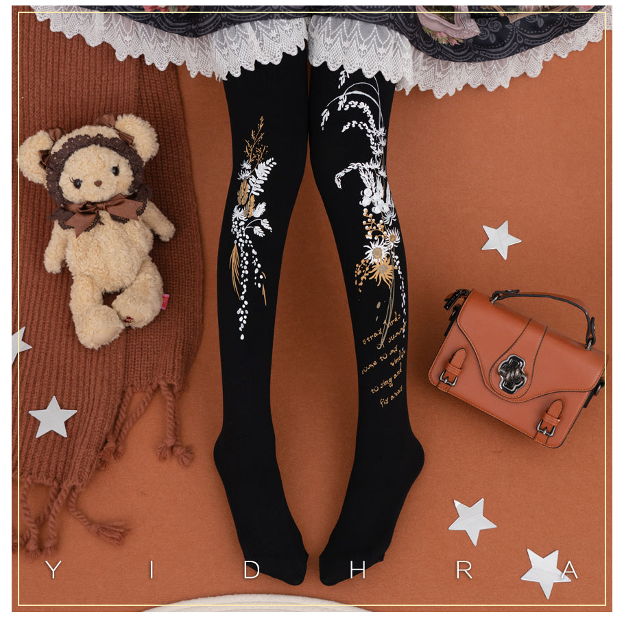 Yidhra - Vintage Flower Printed Panty-hose Spring Summer