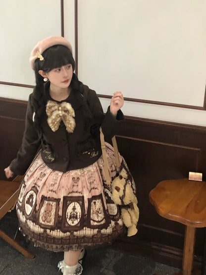 Sara Bell - Winter Story - Winter Kawaii Lolita Short Coat, Detachable Fur Collar